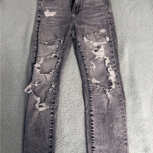 American Eagle Outfitters High Rise Distressed Jeans - Gray - Picture 2 of 4